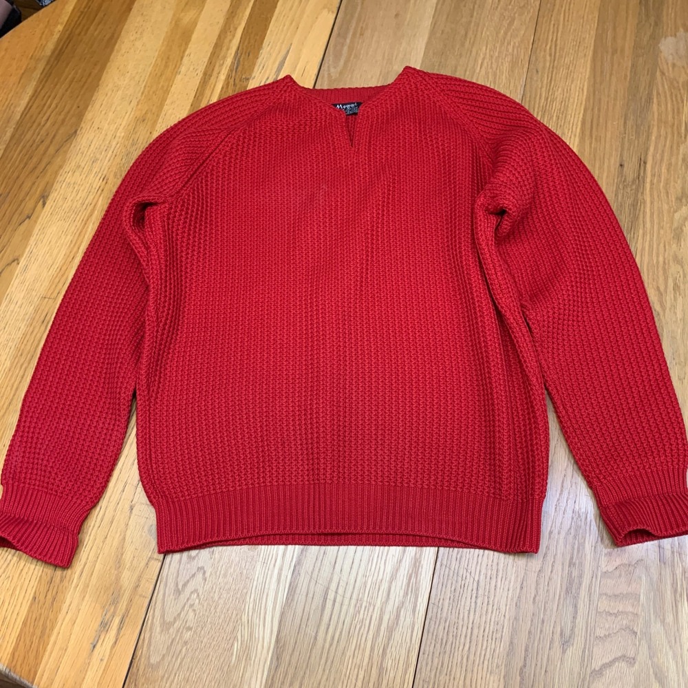 Meggi Red 100% New Wool Hand Loomed Sweater Made in Germany Womens Large‎ VTG
